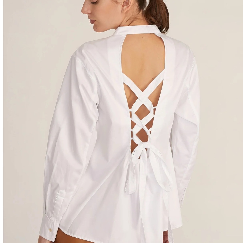 NWT Marissa Webb Lennox Tie-Back Cotton Button Down Top Blouse